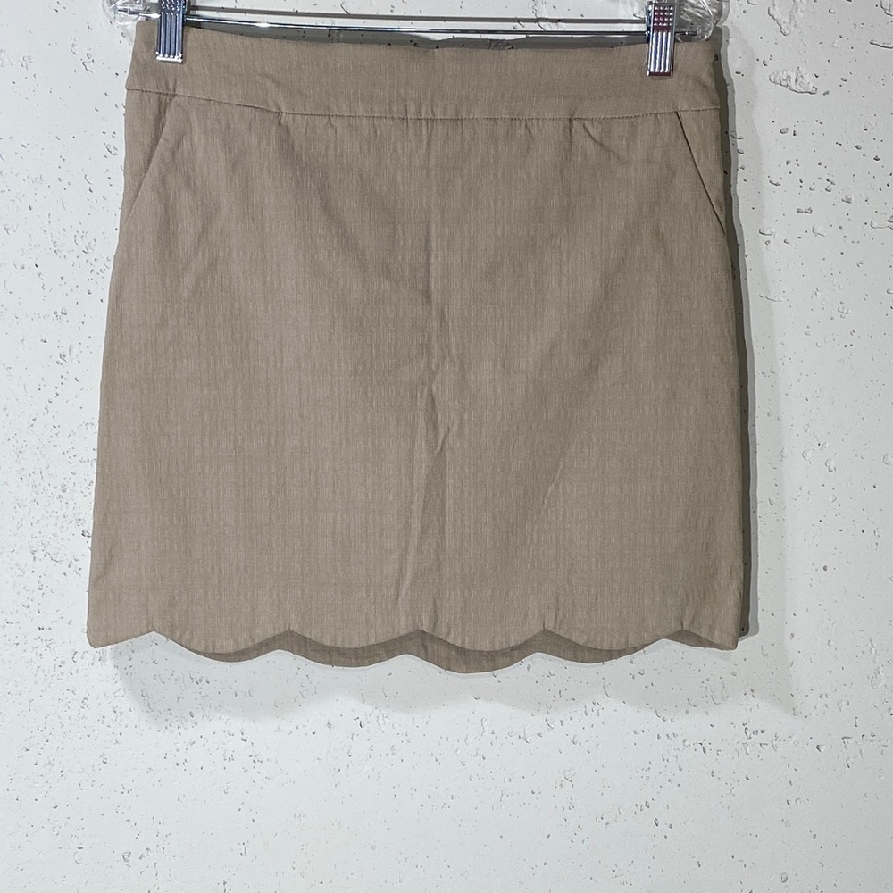Tan Scalloped Hem Skort